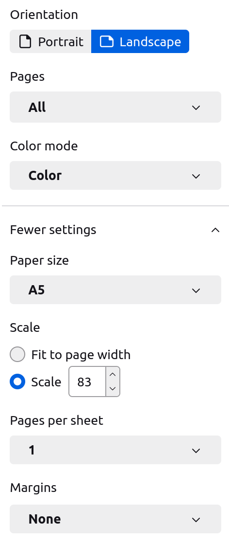 Example Firefox print dialog